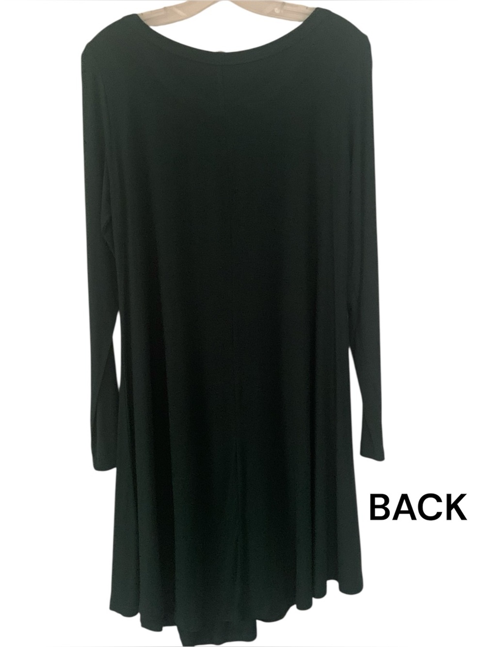 DEARCASE Dark Green Long Sleeve Swing Dress NWT Stretchy Knit - Picture 2 of 5